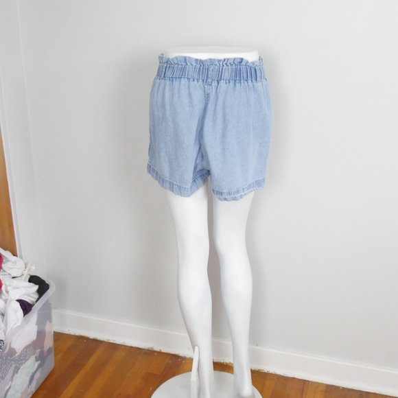 American Eagle Medium Wash Paperbag Waist Denim Jean Shorts Pockets Medium - Picture 9 of 13